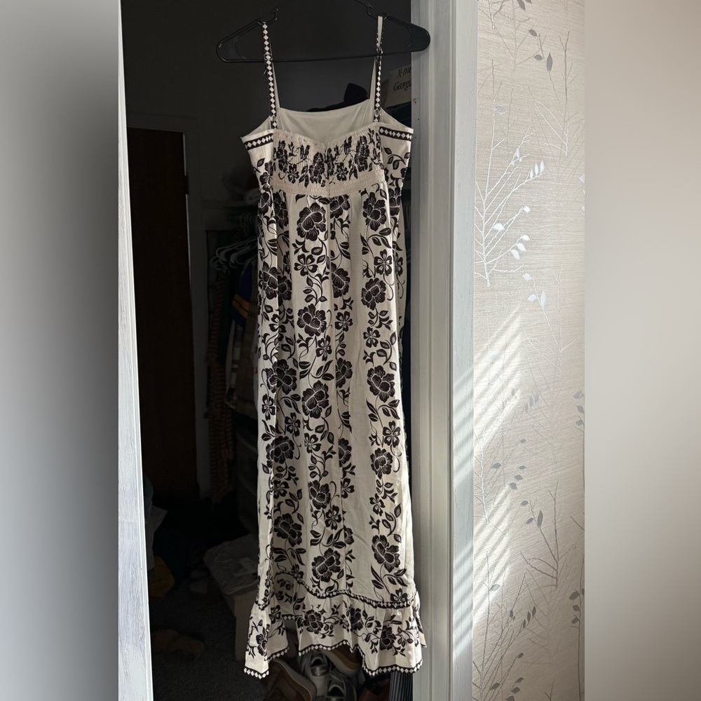 Rachel Zoe Black and Cream Floral Maxi Dress